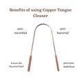 Load image into Gallery viewer, Daily morning routine using an antimicrobial copper tongue scraper to remove bad breath and clean the oral microbiome.
