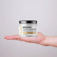 Load image into Gallery viewer, Open jar of Weluxia Miswak Tooth Powder showing fine herbal powder texture