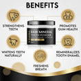 Load image into Gallery viewer, Benefits of Weluxia Mineral Toothpowder including remineralising enamel, sensitivity relief, and fluoride-free natural oral care