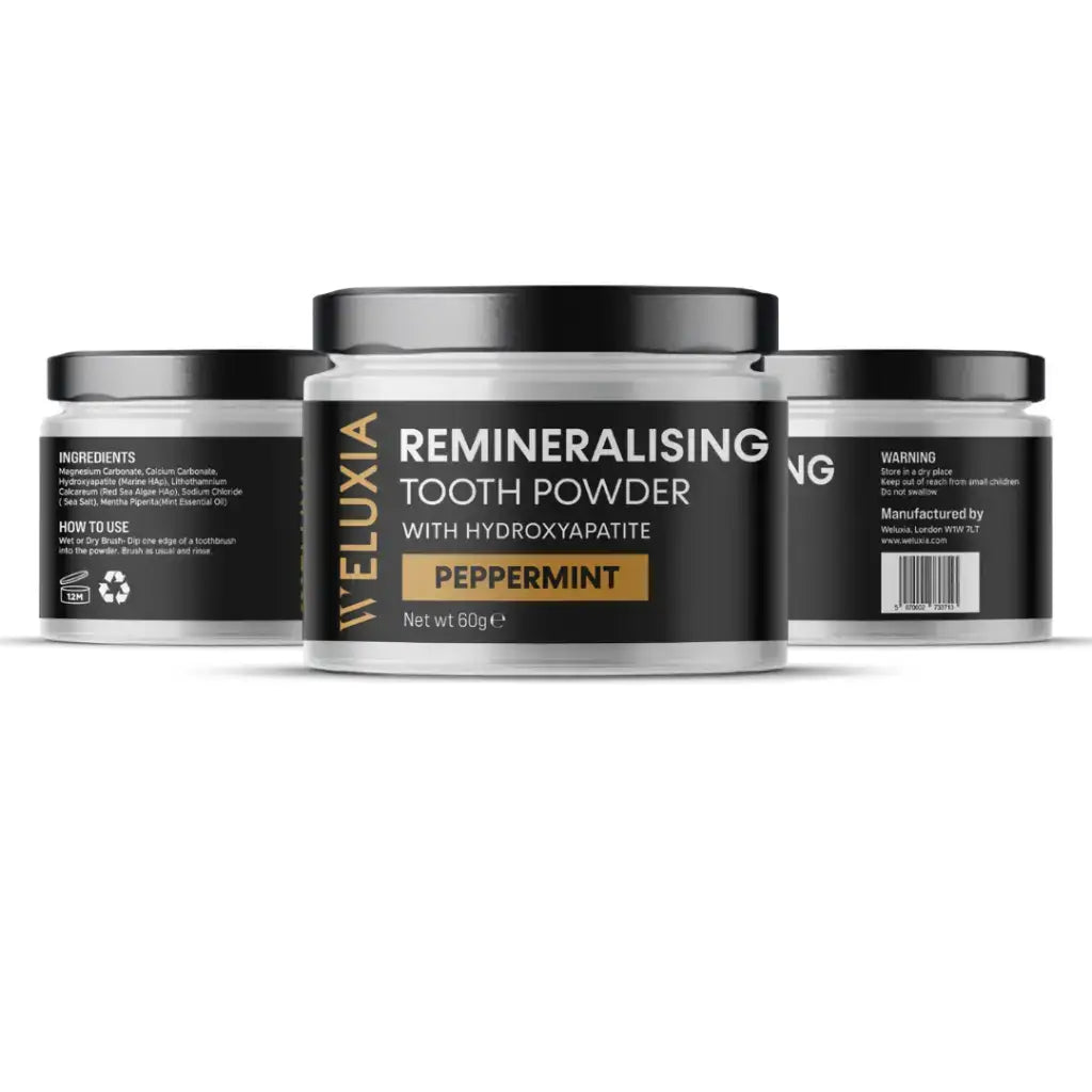 Weluxia 45% Hydroxyapatite Tooth Powder jar