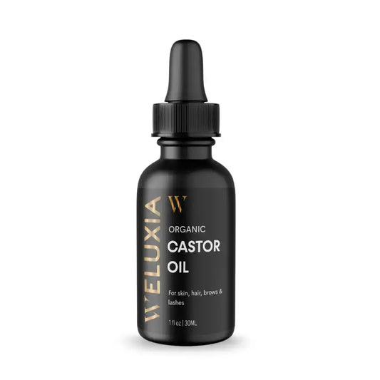 Weluxia organic castor oil 30ml in amber glass bottle cold pressed and 100% pure