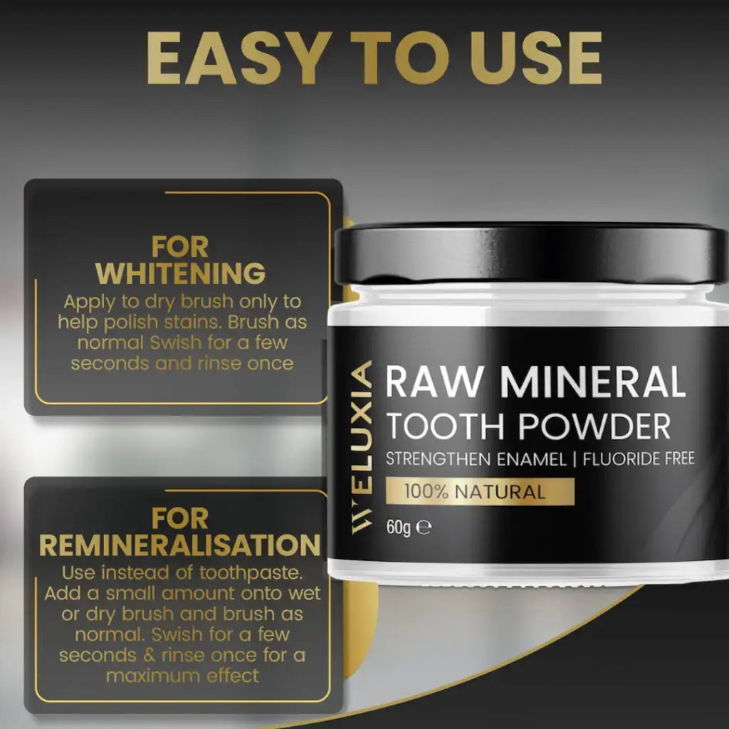 how to use Weluxia Mineral Toothpowder with a wet toothbrush for natural remineralising and enamel care
