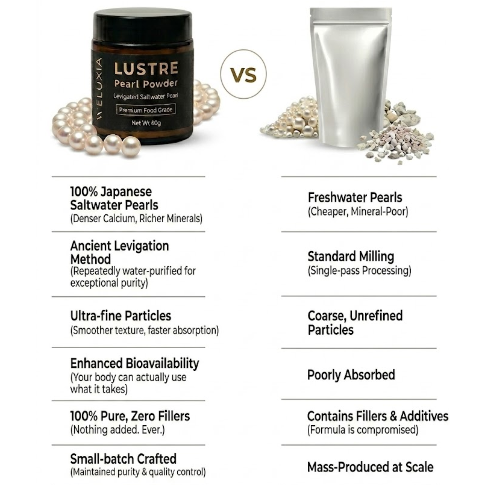 Infographic comparing seawater pearls vs freshwater pearls
