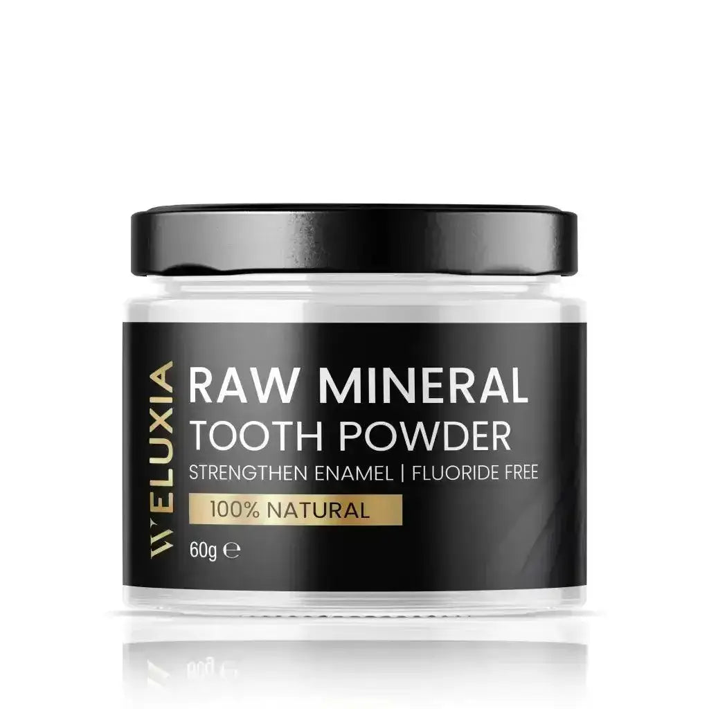 Weluxia mineral toothpowder jar with hydroxyapatite for enamel repair
