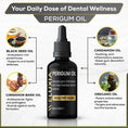 Load image into Gallery viewer, Cayenne, black seed, oregano, and cardamom oils next to Weluxia PeriGum Oil bottle
